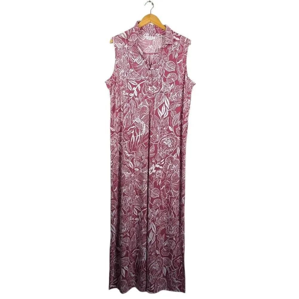 Jaclyn Smith Sleeveless Floral Maxi Dress in Rose and White